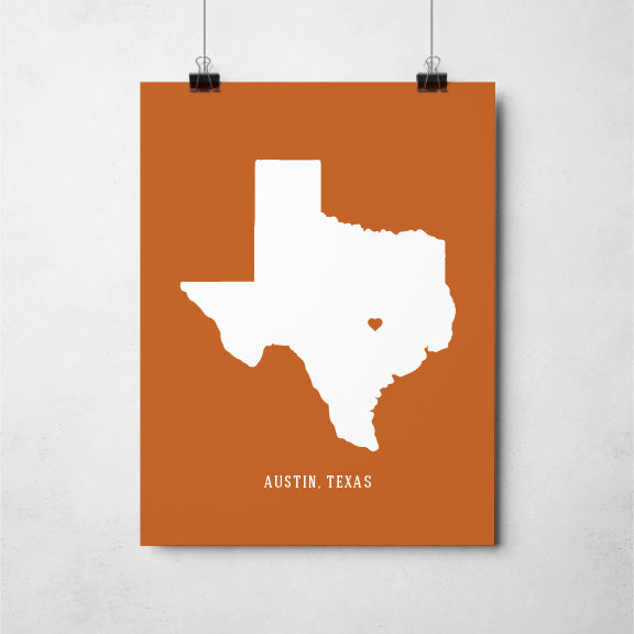 Austin Texas Map Wall Art