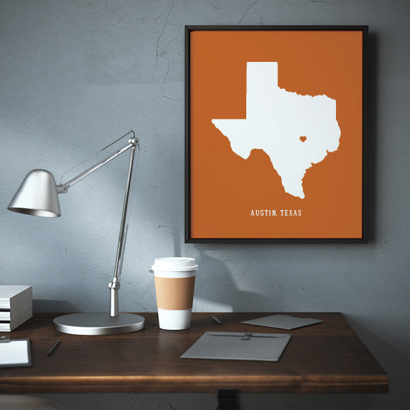 Austin Texas Map Wall Art