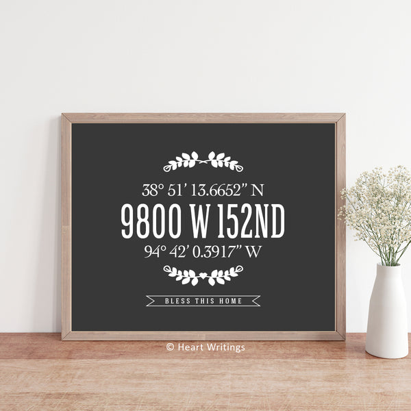 Housewarming gift wall art with family name and address