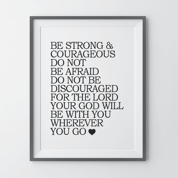 Joshua 1:9 Christian faith quote wall décor
