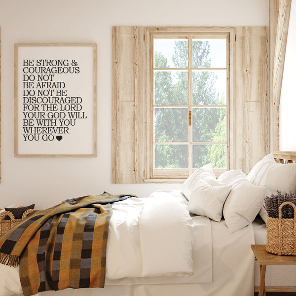 Be Strong & Courageous Bible verse art for bedroom or nursery