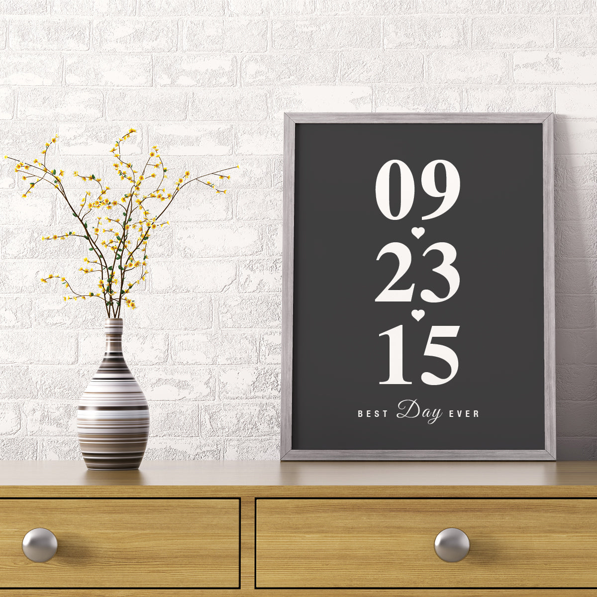Best Day Ever anniversary print with custom date wall art