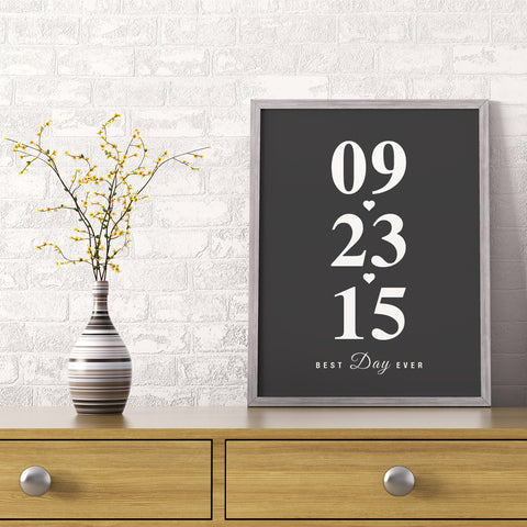 Best Day Ever anniversary print with custom date wall art