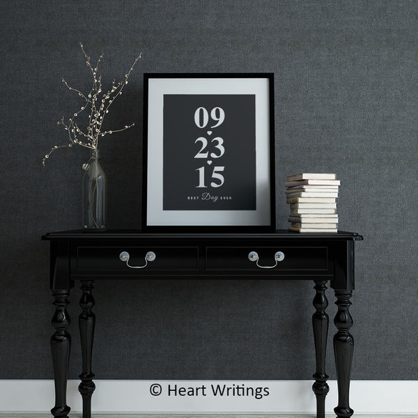 “Best Day Ever” quote art for couples wedding gift