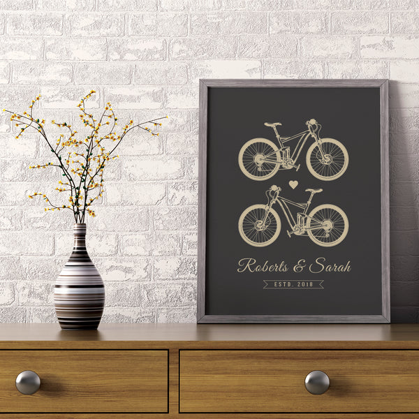 Minimalist bicycle couple love print for stylish home décor