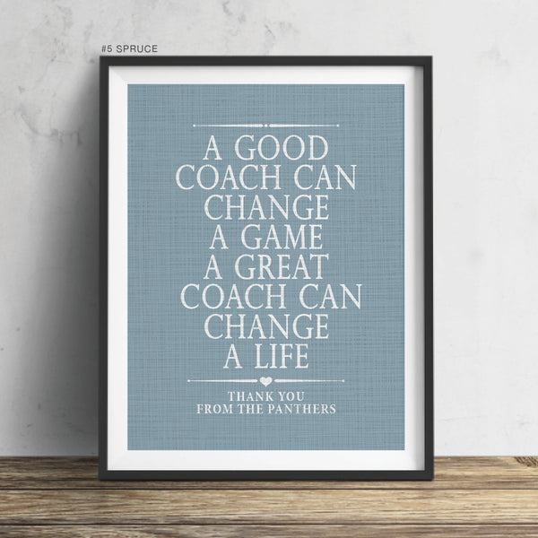 Inspirational coach quote print with personalized message