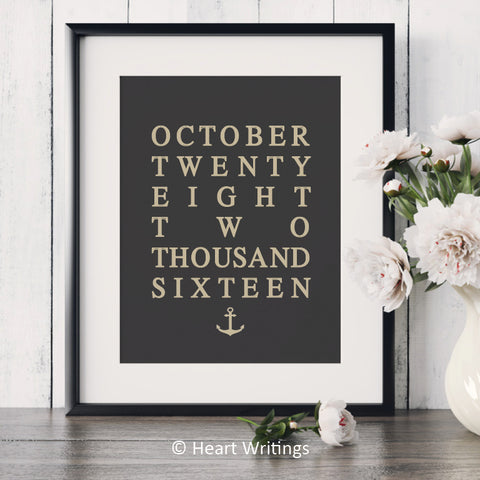 Mmodern Anchor Anniversary Date Print