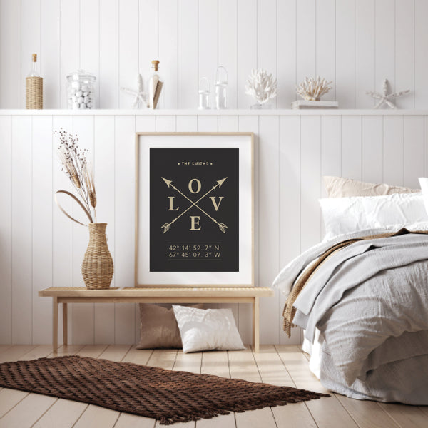 Custom Family Love Wall Print with Family Name and Coordinates