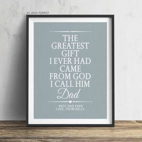 Personalized gift for dad from daughter wall art