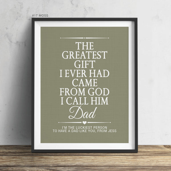 Meaningful birthday gift for dad wall décor