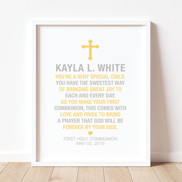 Girl First Communion name and date keepsake wall art