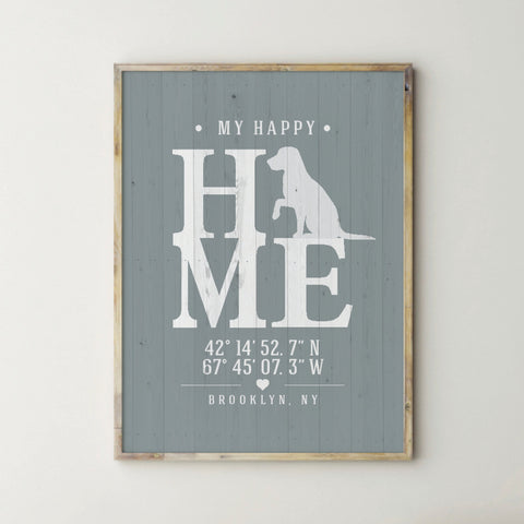 Personalized Dog Lover Home Coordinates Wall Print